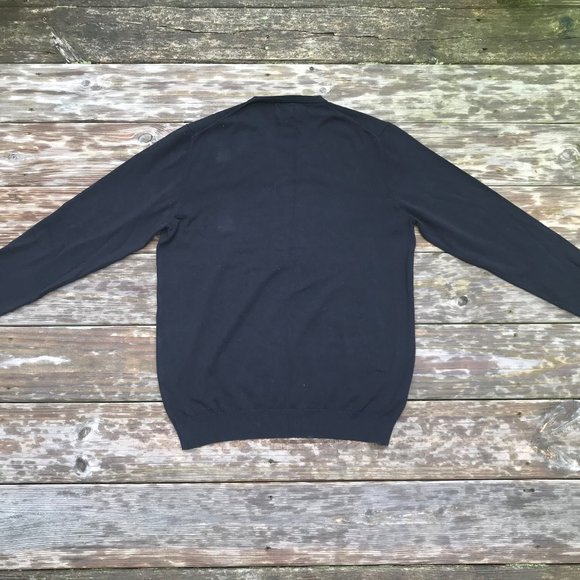 Zara Men Sweater Black V neck Pull over Long Sleev - Picture 5 of 8